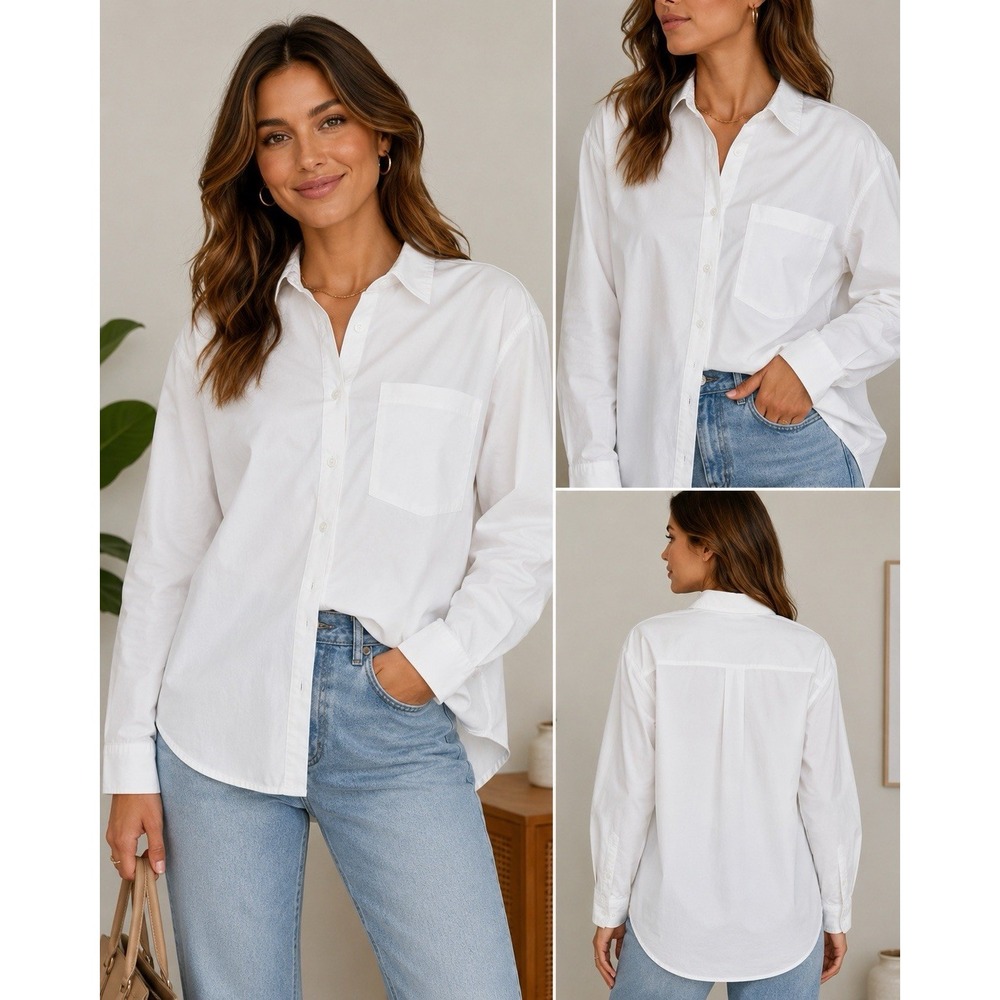 Philosophy Republic Clothing Womens M White Button Down Long Sleeve Shirt